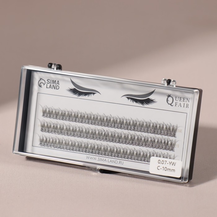 Набор накладных ресниц &laquo;Ласточкин хвост&raquo;, пучки, 10 мм, толщина 0,07 мм, изгиб С, 12 D