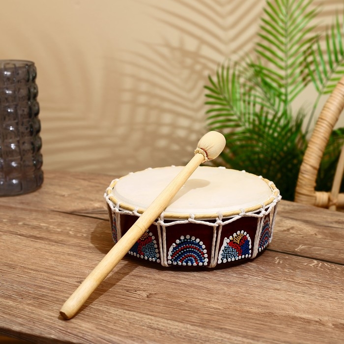 Сувенирный музыкальный инструмент "Бубен" 22х22х8 см МИКС