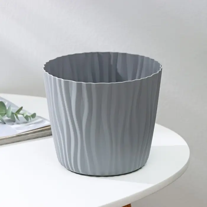 Кашпо для цветов со вставкой &laquo;Волна&raquo;, 2 л, d=16 см, h=13,5 см, цвет серый
