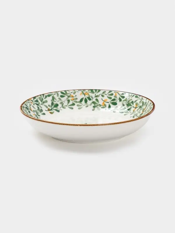 Тарелка &laquo;Гармония лепестков&raquo;, d=18.5 см, фарфор, белая, зелёная