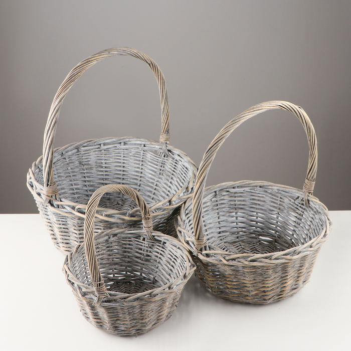 Набор корзин &laquo;Косичка&raquo;, 3 шт, 40&times;17/45 см, 32&times;16/40 см, 26&times;16/37 см, ива