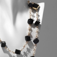 Бусы с жемчугом &laquo;Галантность&raquo;, цвет чёрно-белый в золоте, 80 см