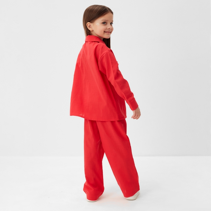 Костюм (рубашка и брюки) детский KAFTAN Костюм (рубашка и брюки) детский KAFTAN "Лен", размер 32 (110-116см), красный
