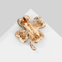 Брошь &laquo;Клевер&raquo; с бирюзой, цветная в золоте