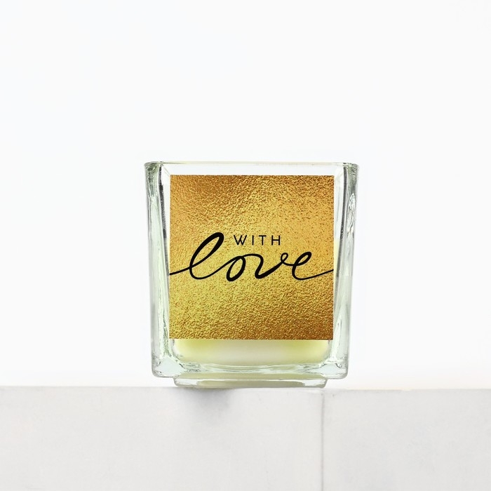 Ароматическая свеча в стекле &laquo;With love&raquo;, аромат миндаль, 5,3 х 5,3 х 5,5 см.