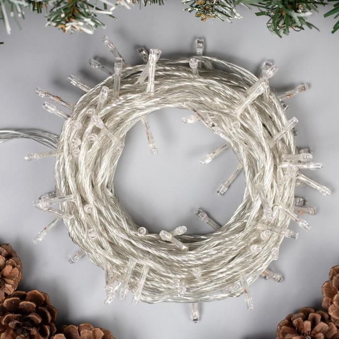 Гирлянда &laquo;Нить&raquo; 10 м, IP20, прозрачная нить, 100 LED, свечение зелёное, 8 режимов, 220 В