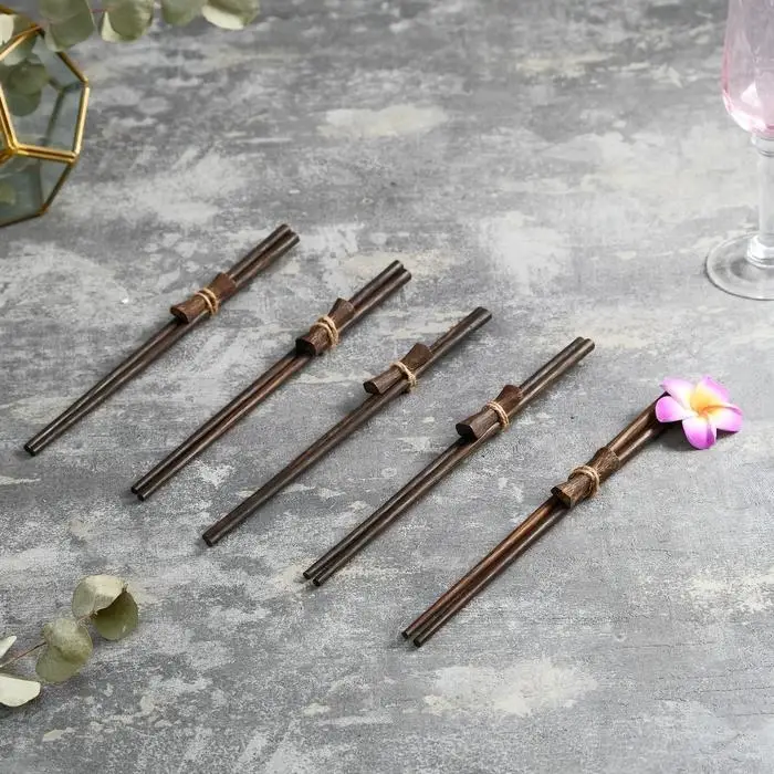 Палочки китайские &laquo;Сиреневый цветок&raquo;, 5 пар, 23&times;8&times;2 см, кокос