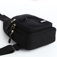 Сумка-слинг из текстиля, 3 наружных кармана, цвет чёрный Сумка-слинг из текстиля, 3 наружных кармана, цвет чёрный