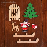 Декор &laquo;Снеговик с оленем на санях&raquo;