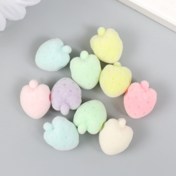 Набор бусин для творчества бархатное напыление "Клубничка" набор 10 шт 1,2х1,3х1,7 см