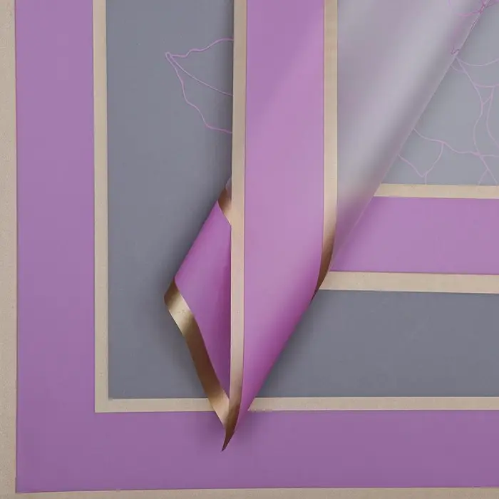 Пленка для цветов матовая, &laquo;Цветы с каймой&raquo;, 58&times;58 см, сиреневый