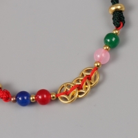 Браслет фен-шуй "Три золотых монетки" регулируемая длина набор 5 шт