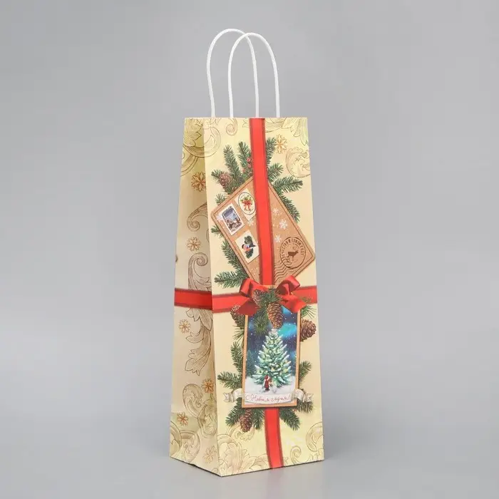 Пакет под бутылку &laquo;Почта&raquo;, 13 x 36 x 10 см