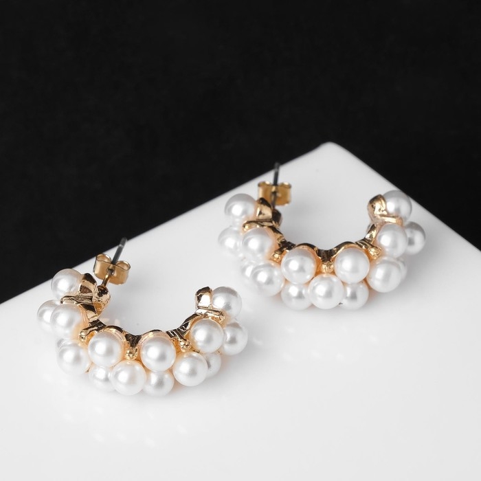 Серьги с жемчугом &laquo;Лунная тропа&raquo;, цвет белый в золоте