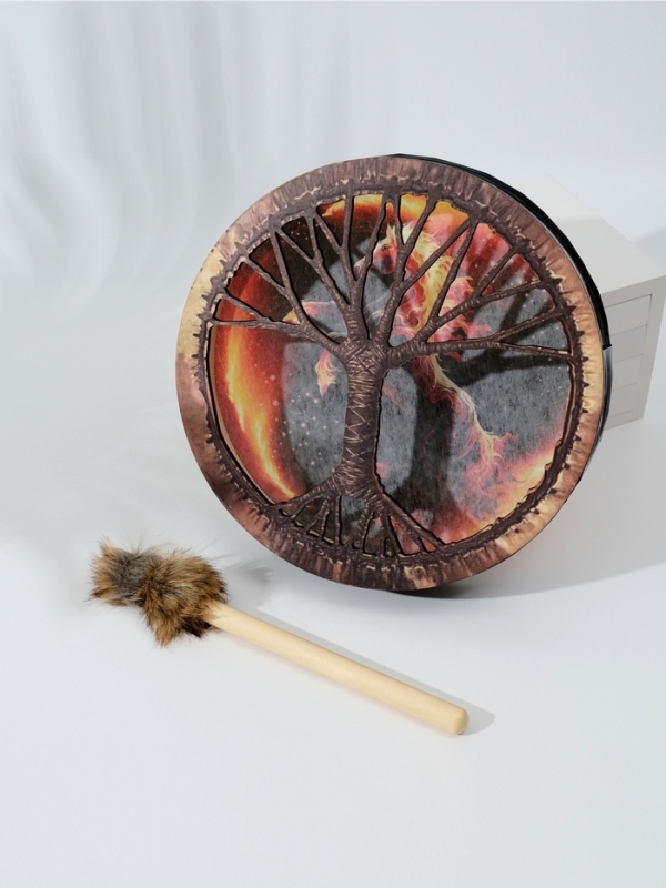Шаманский бубен "Огненный конь" с колотушкой 5х25х25 см