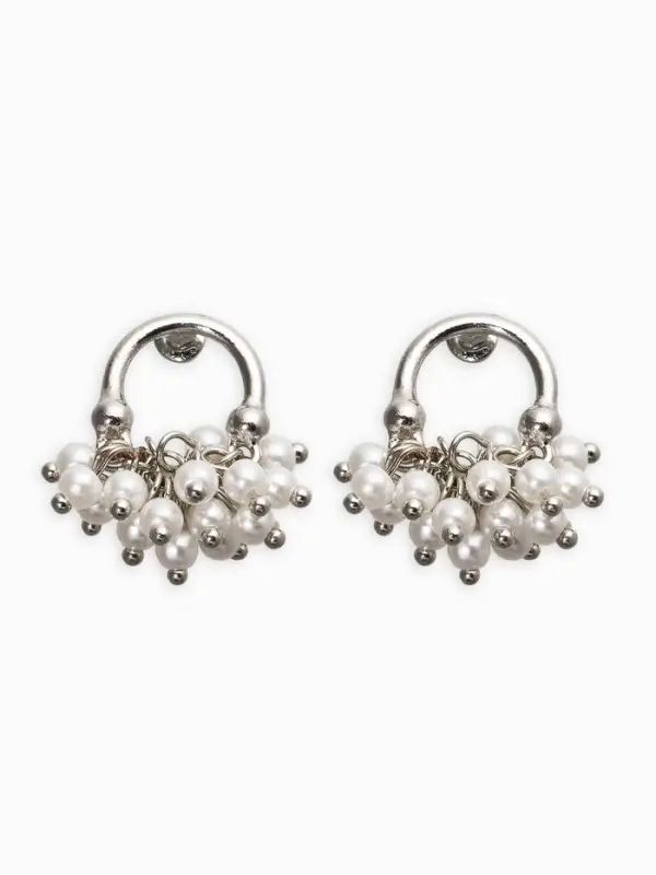 Серьги жемчуг &laquo;Виноград&raquo;, белые в серебре