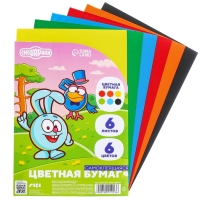 Бумага цветная самоклеящаяся, 14х19 см, 6 листов, 6 цветов, мелованная, односторонняя, в пакете, 80 г/м², Смешарики Бумага цветная самоклеящаяся, 14х19 см, 6 листов, 6 цветов, мелованная, односторонняя, в пакете, 80 г/м², Смешарики