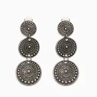 Клипсы "Винтаж" три диска, цвет чернёное серебро