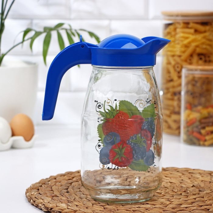 Кувшин с крышкой &laquo;Ягодный фреш&raquo;, стеклянный, 1,5 л, с крышкой