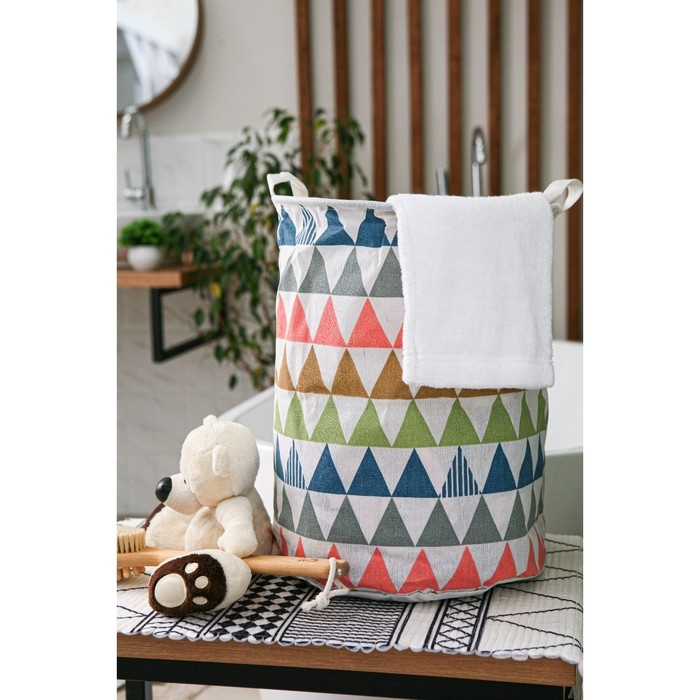 Корзина бельевая Доляна &laquo;Цветные треугольники&raquo;, 35&times;35&times;45 см, текстиль