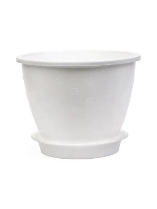 Горшок для цветов с поддоном 3,6 л d_ см h_ см "Цветочек" белый