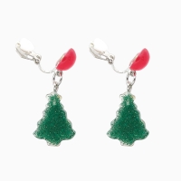 Клипсы детские "Выбражулька" ёлка, круг, цвет зелено-красный