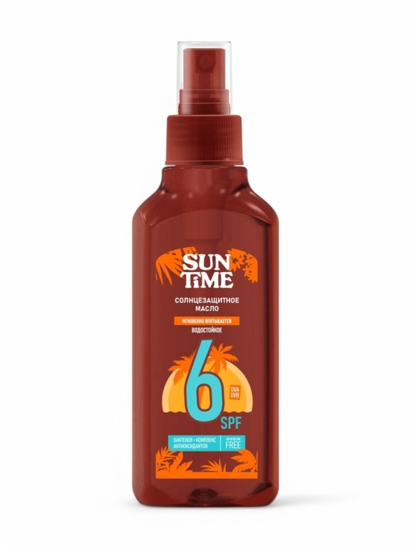 Масло солнцезащитное Sun Time SPF-6 водостойкое, 160 мл Масло солнцезащитное Sun Time SPF-6 водостойкое, 160 мл