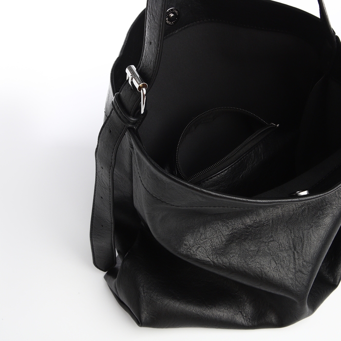 Сумка-мешок женская, на магните, косметичка, цвет чёрный Сумка-мешок женская, на магните, косметичка, цвет чёрный