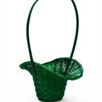 Корзина плетеная 21 х 18 х 14 см, ручка h=15 см, зеленый "шляпа"