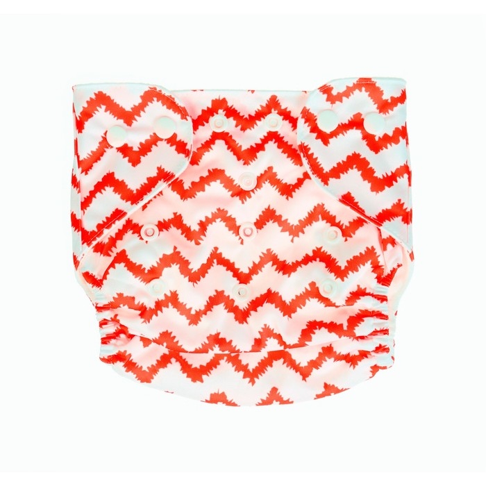 Многоразовый подгузник «Зигзаги», 3-15 кг, цвет красный, Крошка Я Многоразовый подгузник «Зигзаги», 3-15 кг, цвет красный, Крошка Я