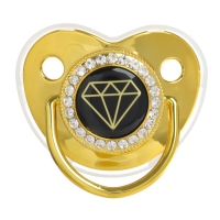 Соска - пустышка силиконовая ортодонтическая &laquo;Бриллиант&raquo;, от 12 мес., с колпачком, цвет золотой/черный, стразы