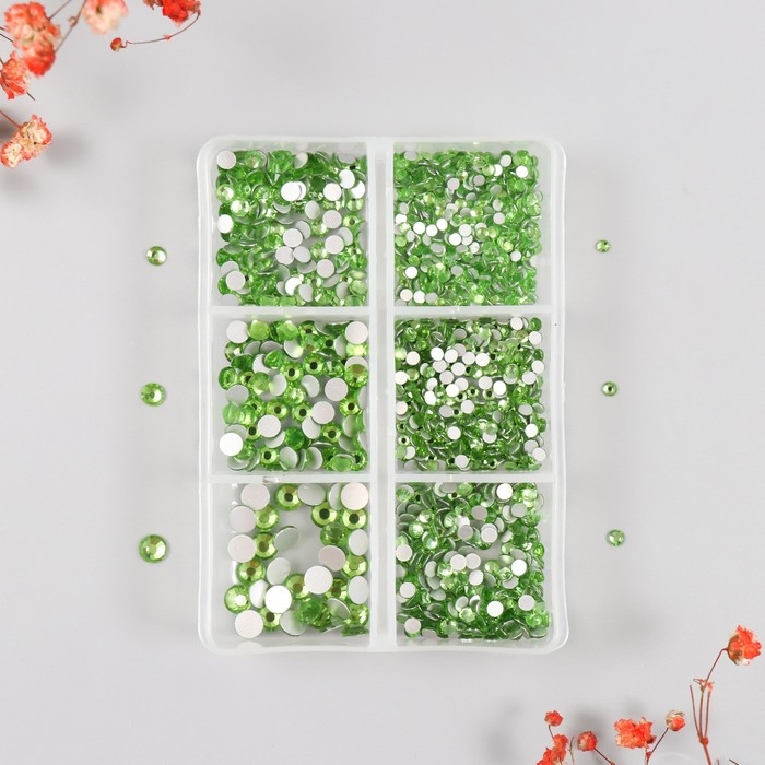 Декор для творчества стекло Декор для творчества стекло "Стразы. Зелёный" d=2-4,8 мм н-р 1188 шт 6х8х1,5 см