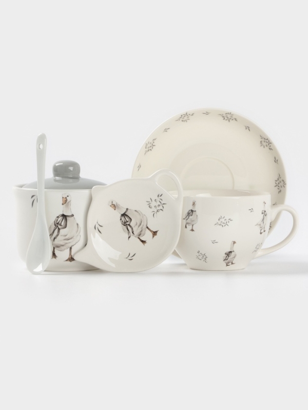 Подставка под чайный пакетик Доляна "Гуси" цвет белый  12х9х1,5 см