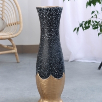 Ваза керамика напольная "Честер" талия, 60х15 см, чёрный