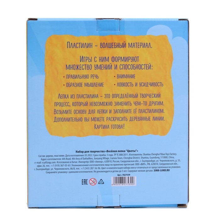 Пластилиновые картинки &laquo;Цветы&raquo; 148х210 мм