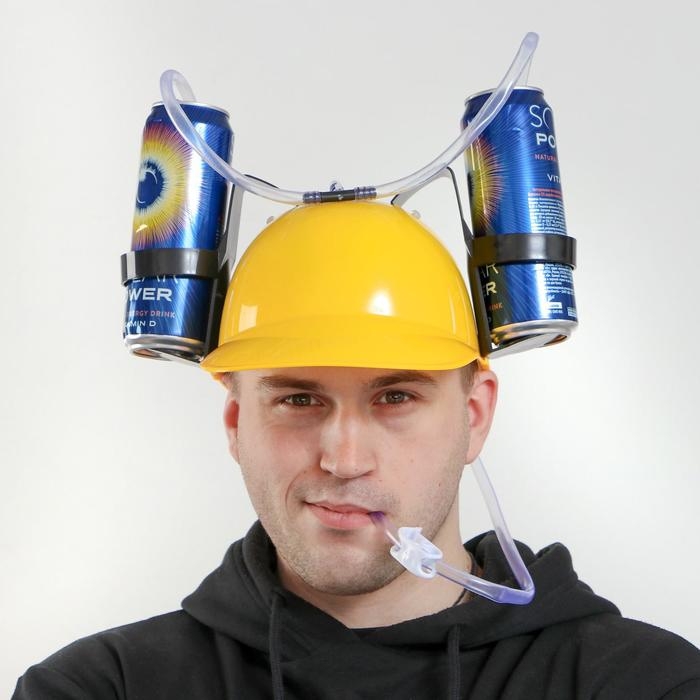 Карнавальная каска с отверстиями под банки, цвет жёлтый Карнавальная каска с отверстиями под банки, цвет жёлтый