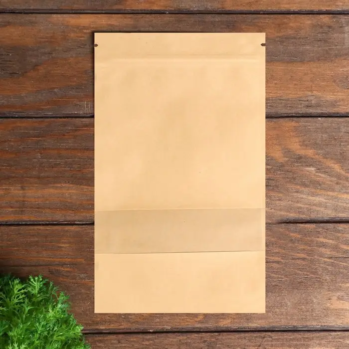 Пакет Zip - lock Крафт с прямоугольным окном, плоский, 16&times;26 см