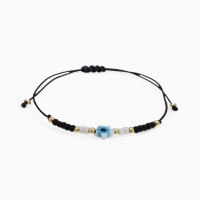 Браслет-оберег &laquo;Глазик&raquo; на нити, звезда, цвет чёрный в золоте