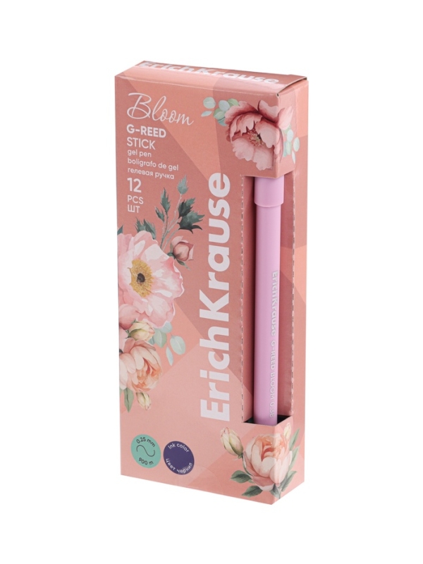 Ручка гелевая ErichKrause G-Reed Stick Pastel Bloom, 0.38мм, синяя
