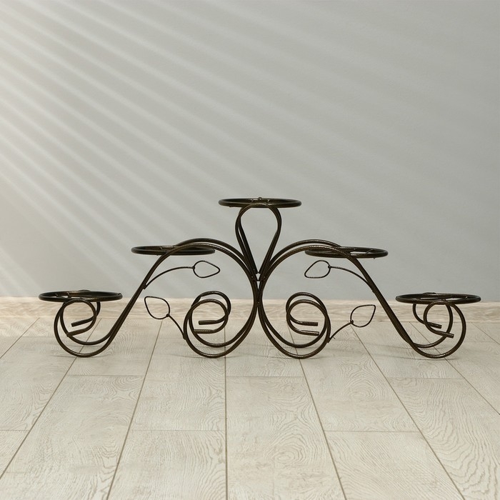 Подставка для цветов, напольная, на 5 горшков, d = 14 см, бронзовая, &laquo;Кружево&raquo;