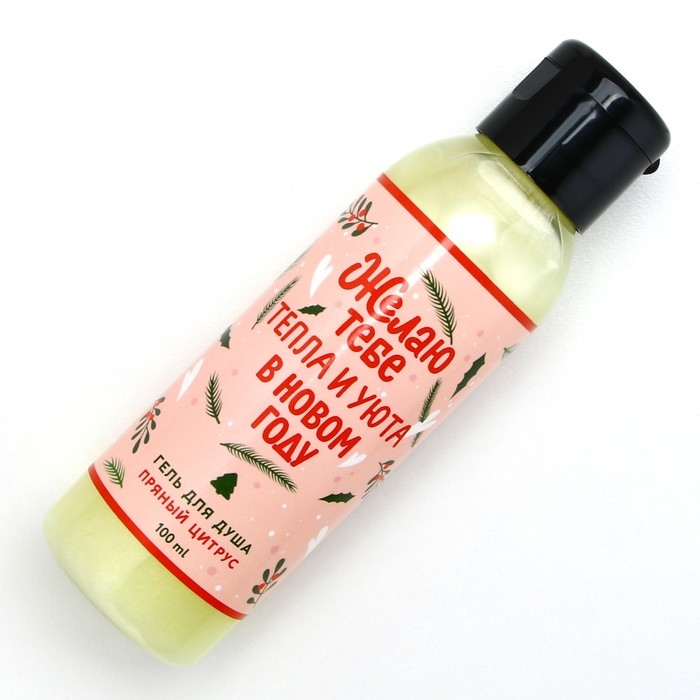 Гель для душа &laquo;Тепла и уюта в Новом Году!&raquo;, 100 мл, аромат пряного цитруса, ЧИСТОЕ СЧАСТЬЕ