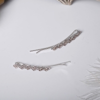 Невидимка для волос "Волшебный блеск" (набор 2 шт) ромбы, 5,5 см, серебро