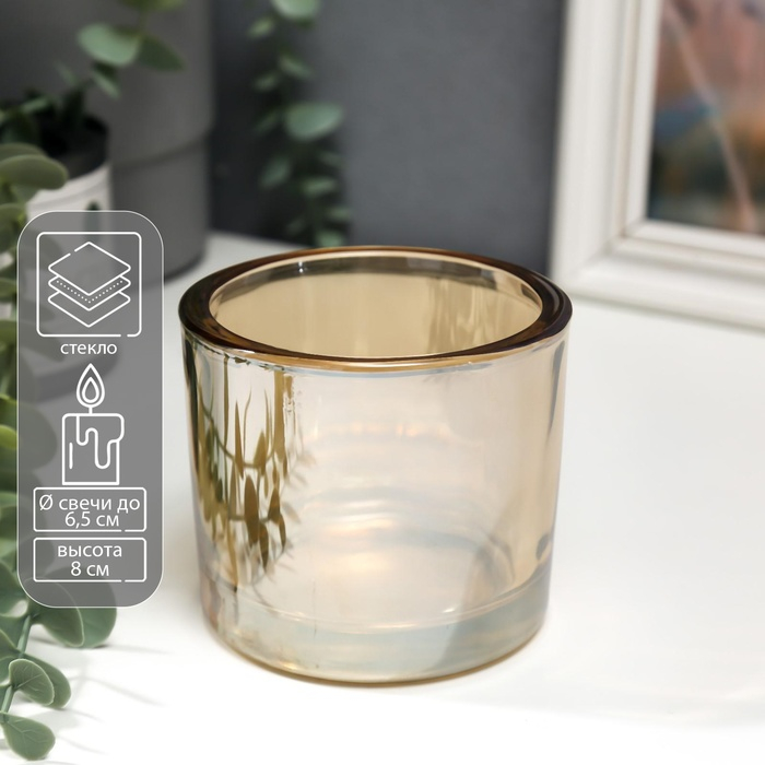 Подсвечник стекло на 1 свечу Подсвечник стекло на 1 свечу "Стакан" прозрачный оранжевый 8х9,3х9,3 см