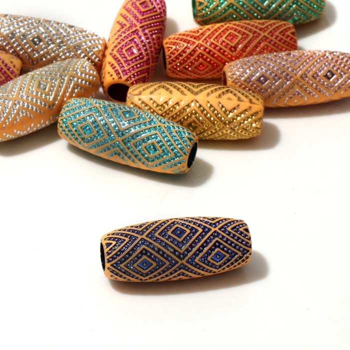 Бусина &laquo;Орнамент&raquo; ромбы блестящие, 3&times;1,2&times;1,2см, (набор 10 шт.), цвет МИКС