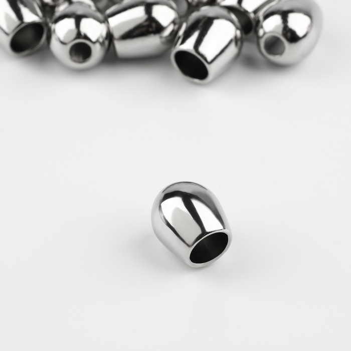 Наконечник для шнура, d = 4 мм, 12 × 10 мм, 10 шт, цвет серебряный Наконечник для шнура, d = 4 мм, 12 × 10 мм, 10 шт, цвет серебряный