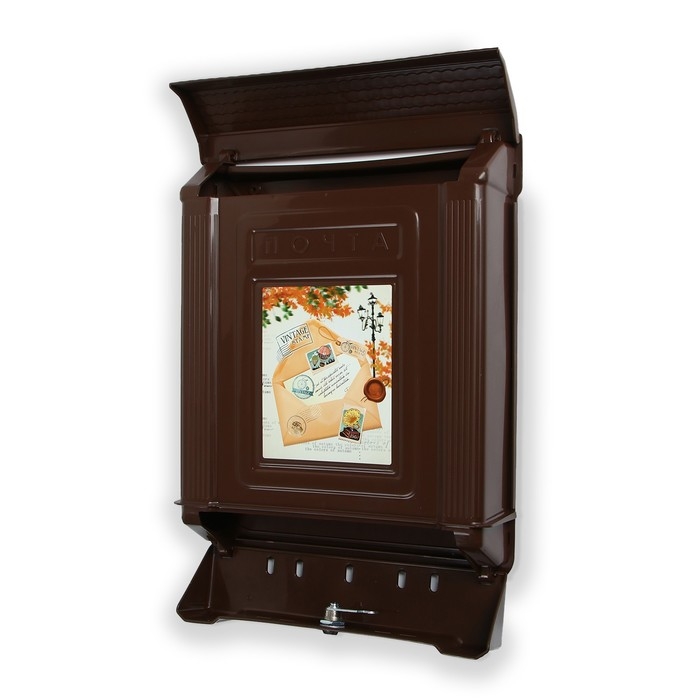 Ящик почтовый, пластиковый, &laquo;Декор&raquo;, с замком, коричневый