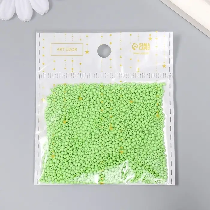 Бисер стекло 12/0 "Фисташковый" 15 гр