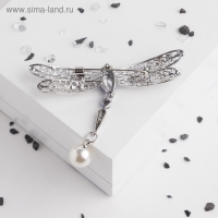 Брошь &laquo;Стрекоза&raquo; хвостик подвижный, цвет бело-синий в серебре