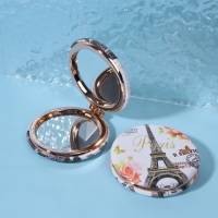 Зеркало складное &laquo;Париж&raquo;, d = 7,5 см, с увеличением, искусственная кожа, рисунок МИКС