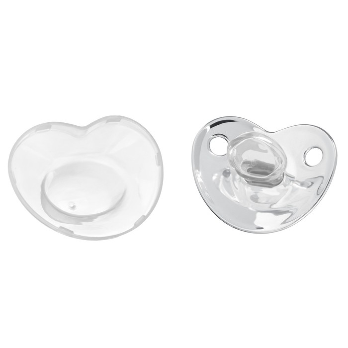 Соска - пустышка силиконовая ортодонтическая &laquo;Мишка&raquo;, от 12 мес., с колпачком, цвет серебро, стразы